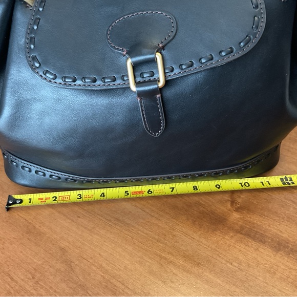 Dooney & Bourke Black Florentine Flap Satchel with Whipstitch - Picture 13 of 16